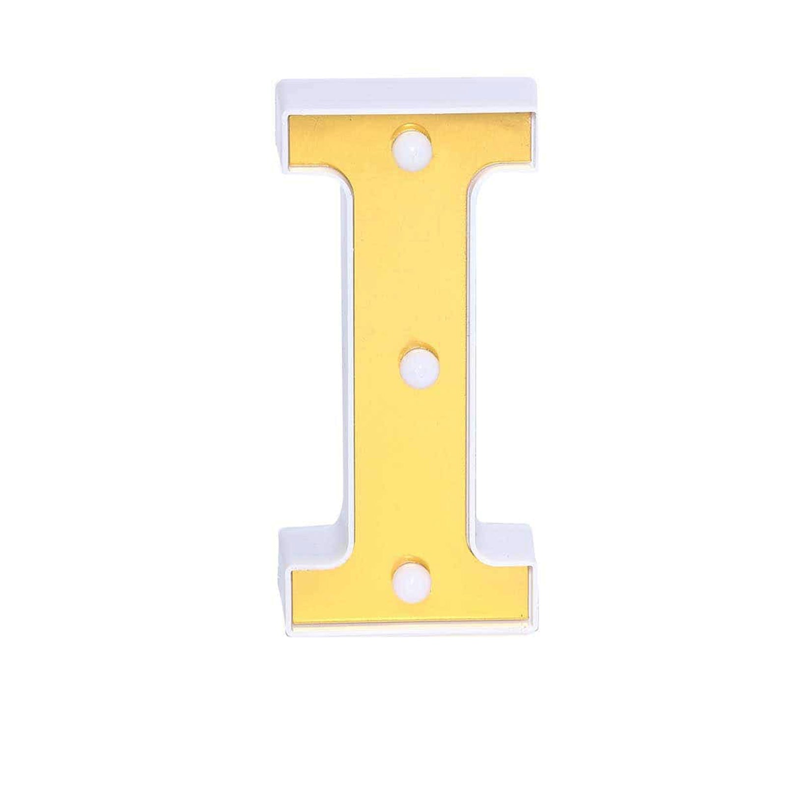 Gold 3D Marquee "I" Letters - Warm White 3 LED Light Up Letters 6"