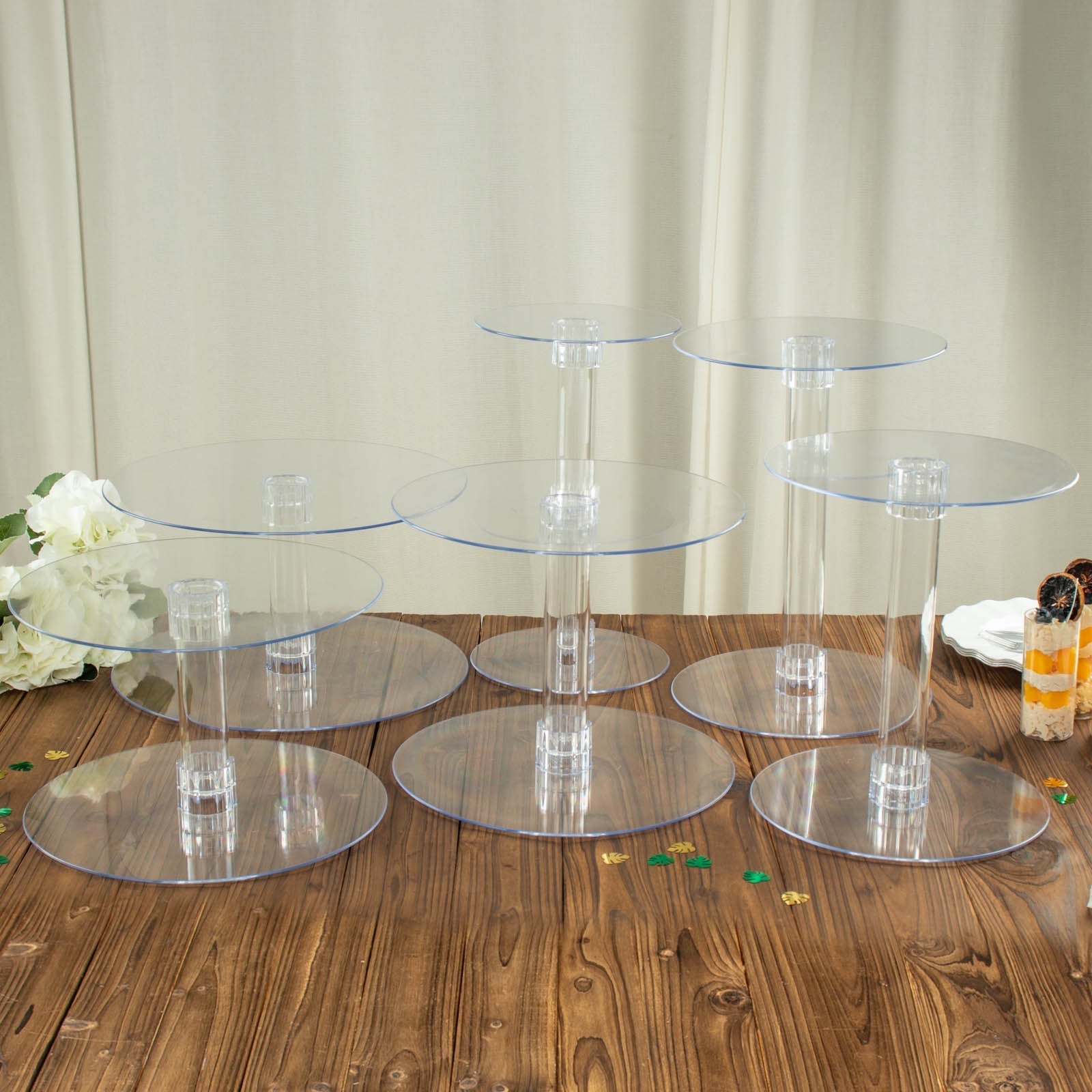Clear Acrylic Cake Stand Set, Cupcake Holder Dessert Pedestals 6-Tier