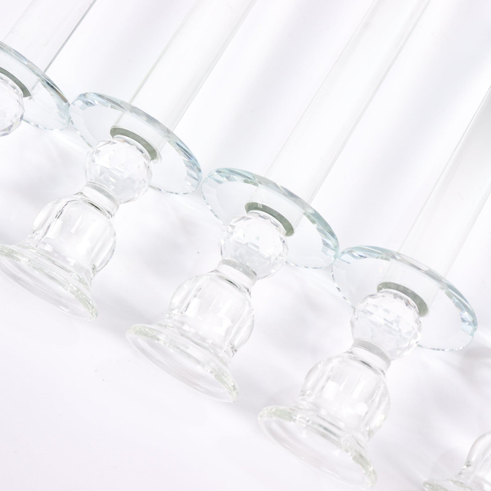 Clear 5-Arm Crystal Round Glass Taper Candle Candelabra, Pillar Candle Holder Wedding Centerpiece 32" Tall