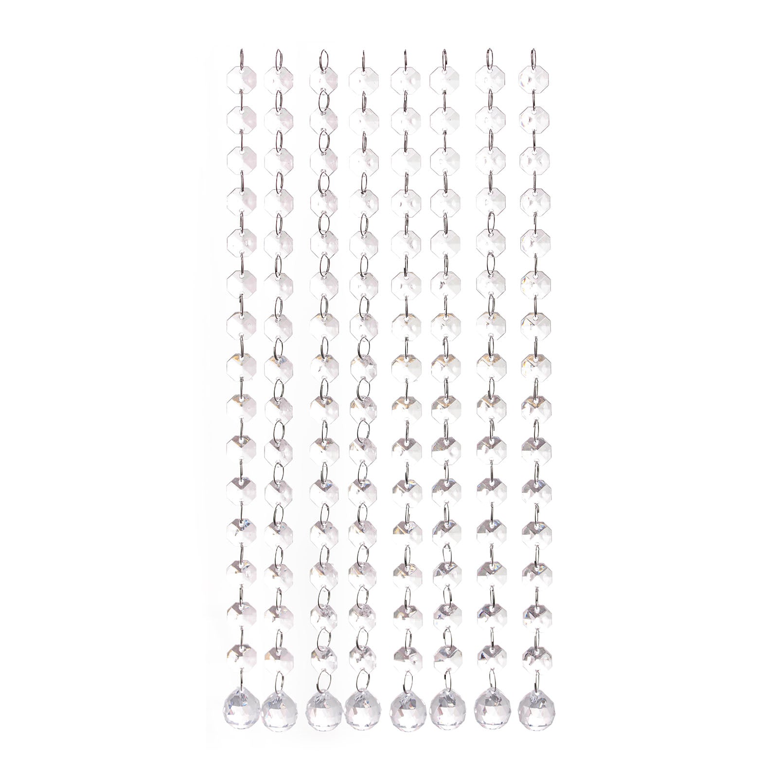 8 Pack Clear Acrylic Crystal Garland Strand, Octagonal Beaded Chains 13"