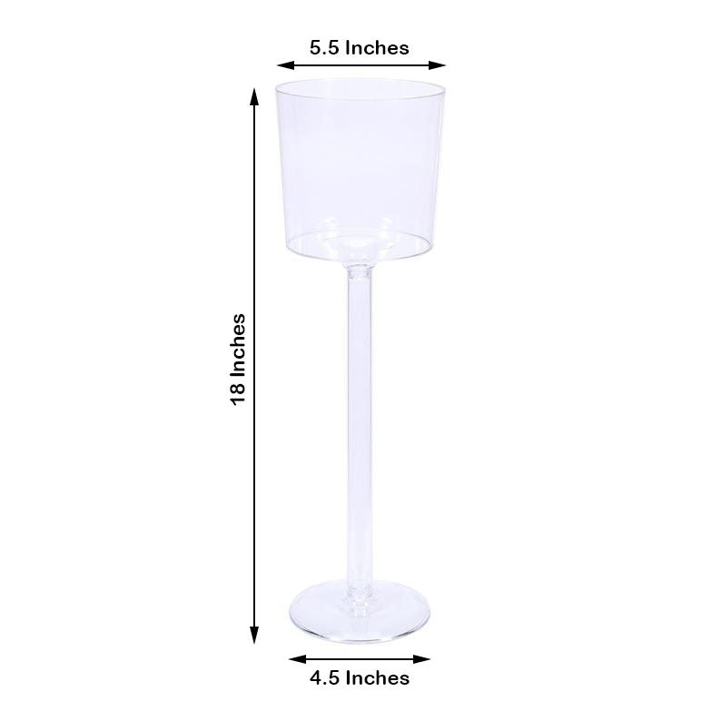 4 Pack Clear Plastic Cylinder Wine Cup Flower Vases, Wedding Centerpieces 18" Long Stem