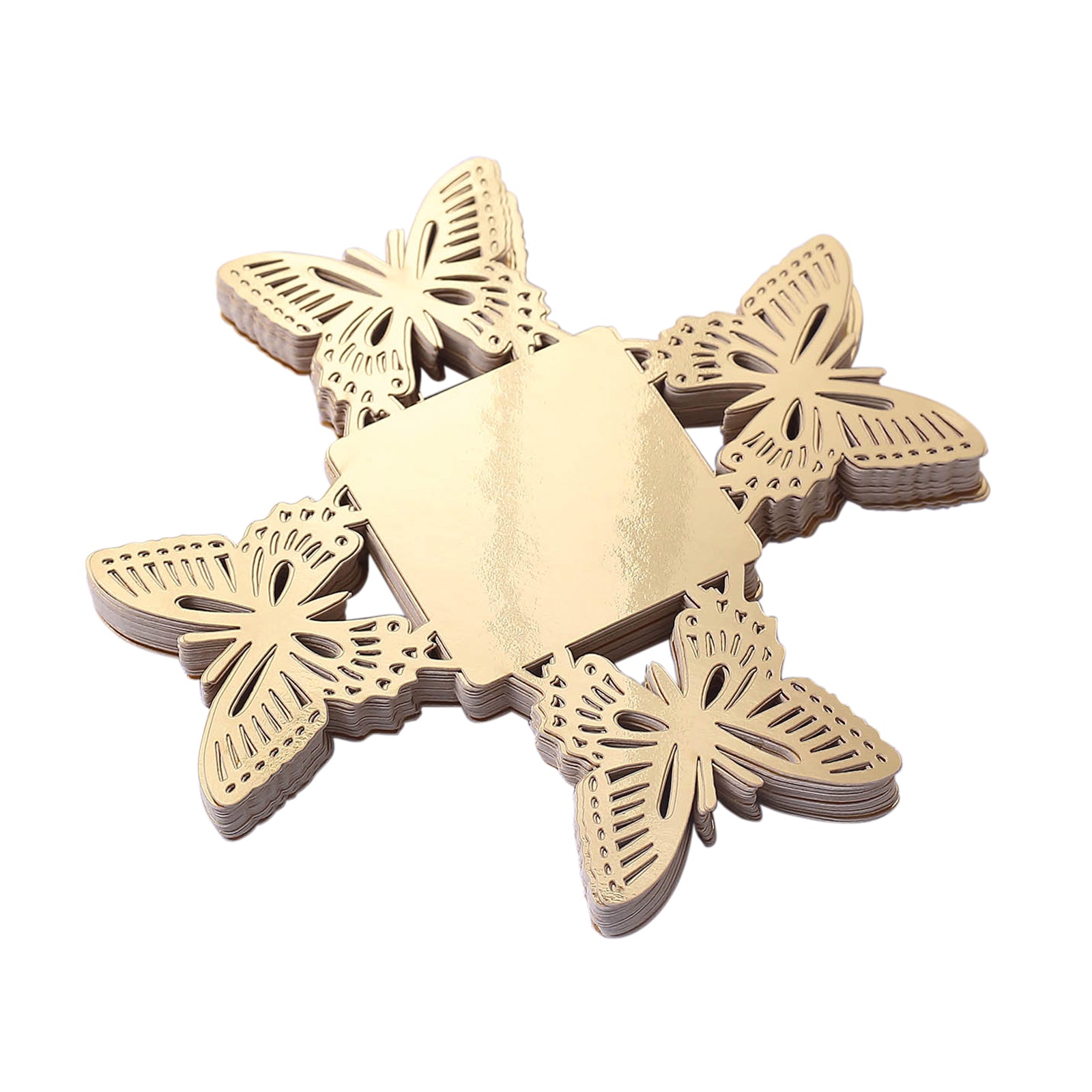50 Pack Mini Metallic Gold Butterfly Truffle Cup Dessert Liners, Square Cupcake Tray Wrappers 225GSM 4"