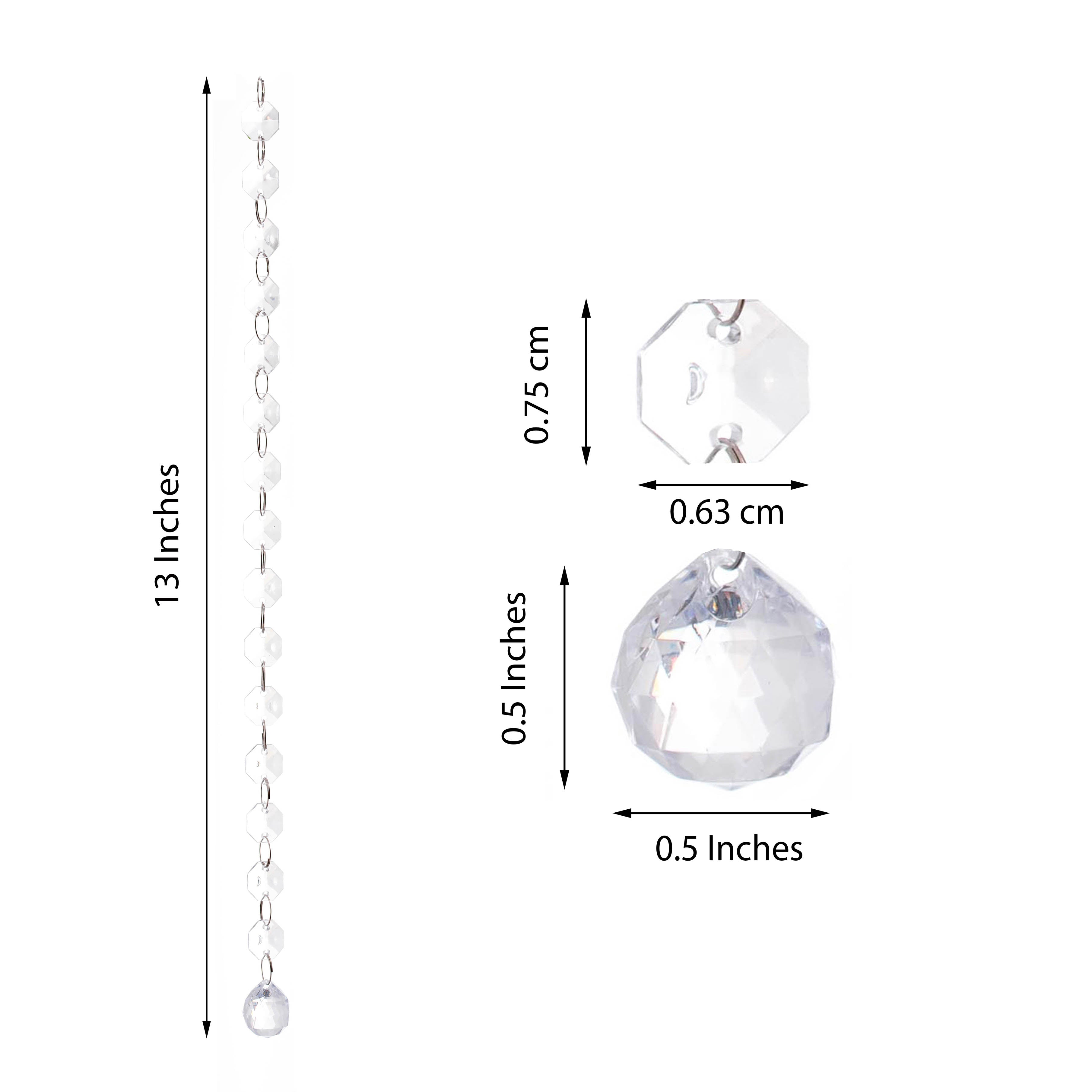 8 Pack Clear Acrylic Crystal Garland Strand, Octagonal Beaded Chains 13"