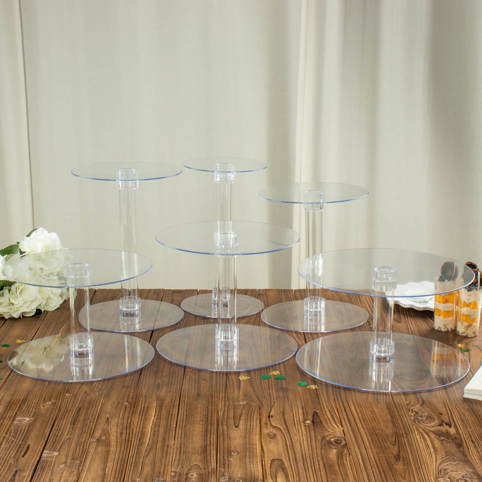 Clear Acrylic Cake Stand Set, Cupcake Holder Dessert Pedestals 6-Tier