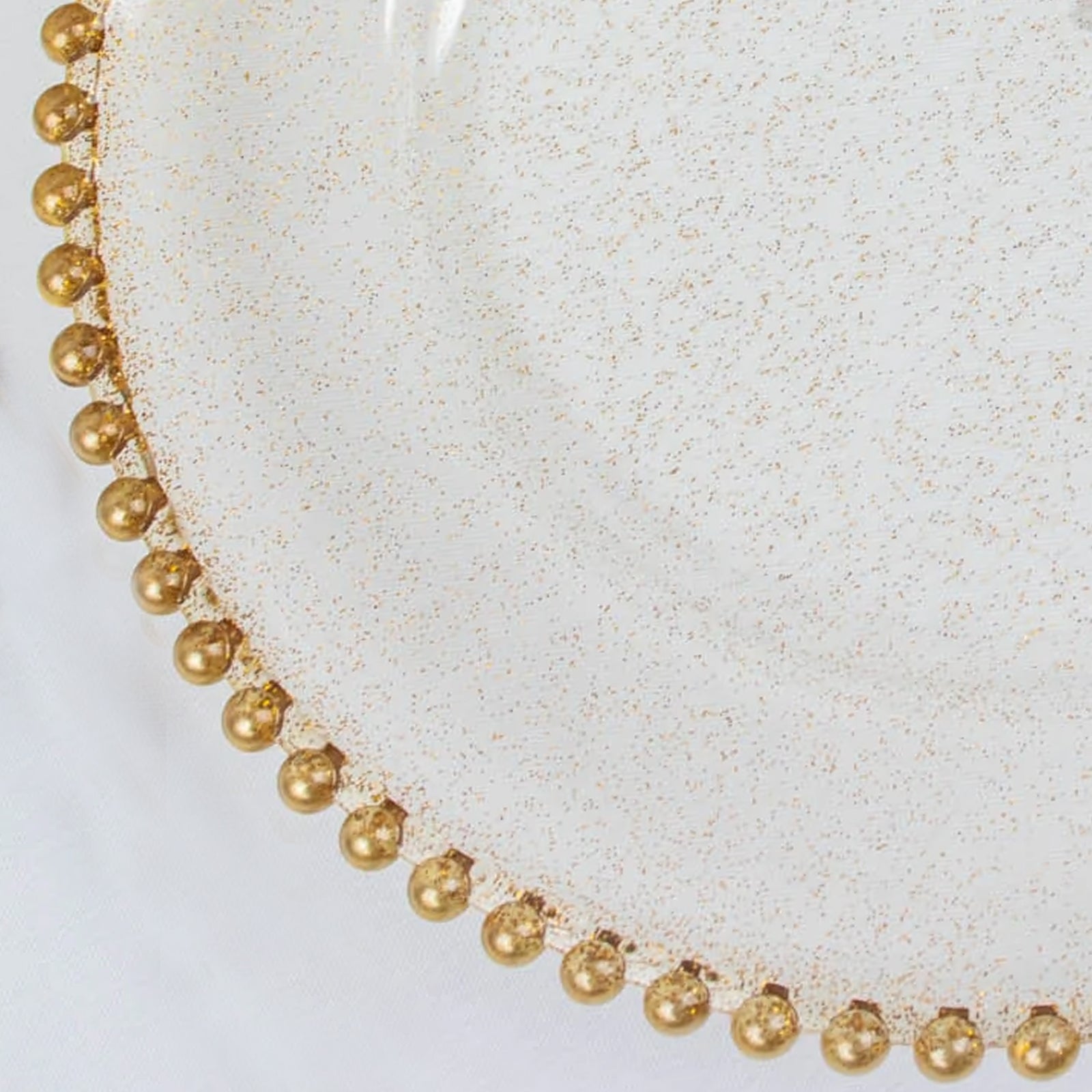 6 Pack Clear / Gold Glitter Acrylic Plastic Charger Plates With Beaded Rim 12"