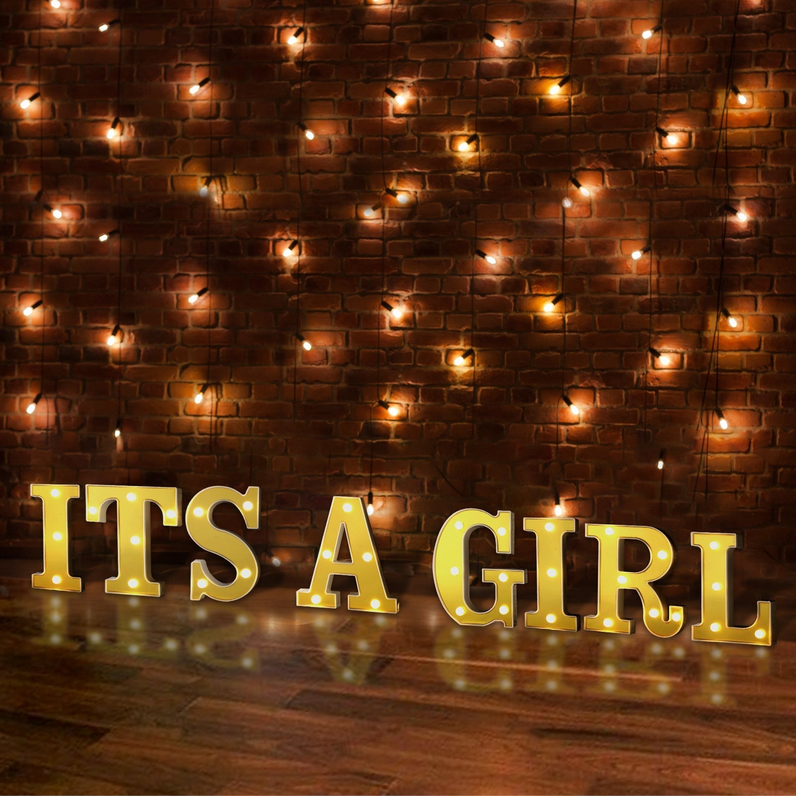 Gold 3D Marquee "I" Letters - Warm White 3 LED Light Up Letters 6"