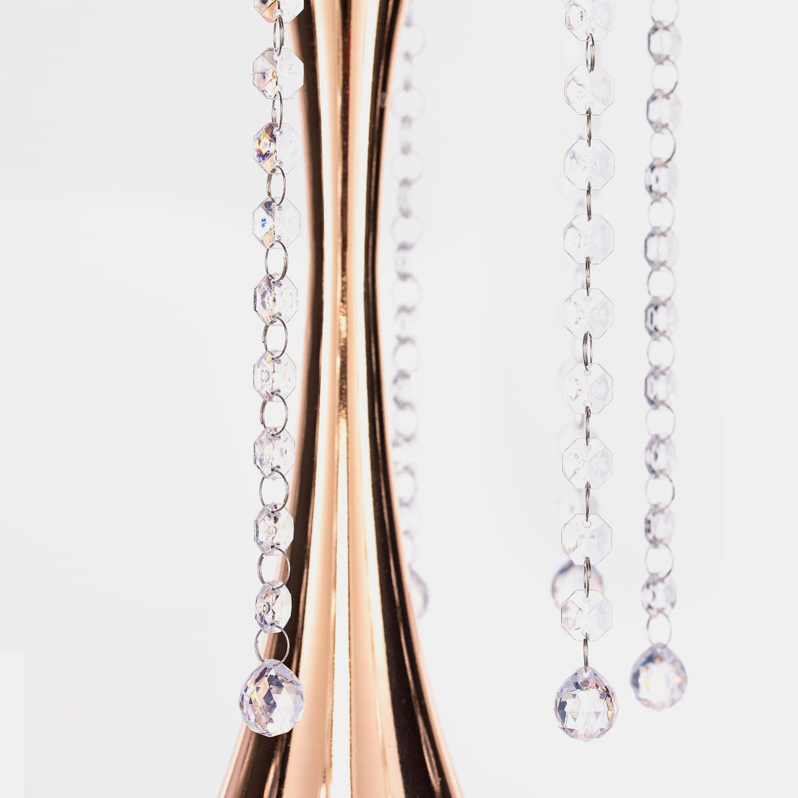 8 Pack Clear Acrylic Crystal Garland Strand, Octagonal Beaded Chains 13"