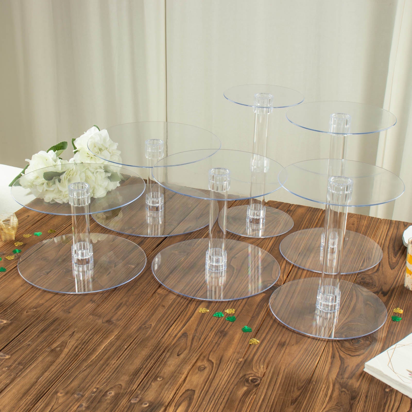 Clear Acrylic Cake Stand Set, Cupcake Holder Dessert Pedestals 6-Tier