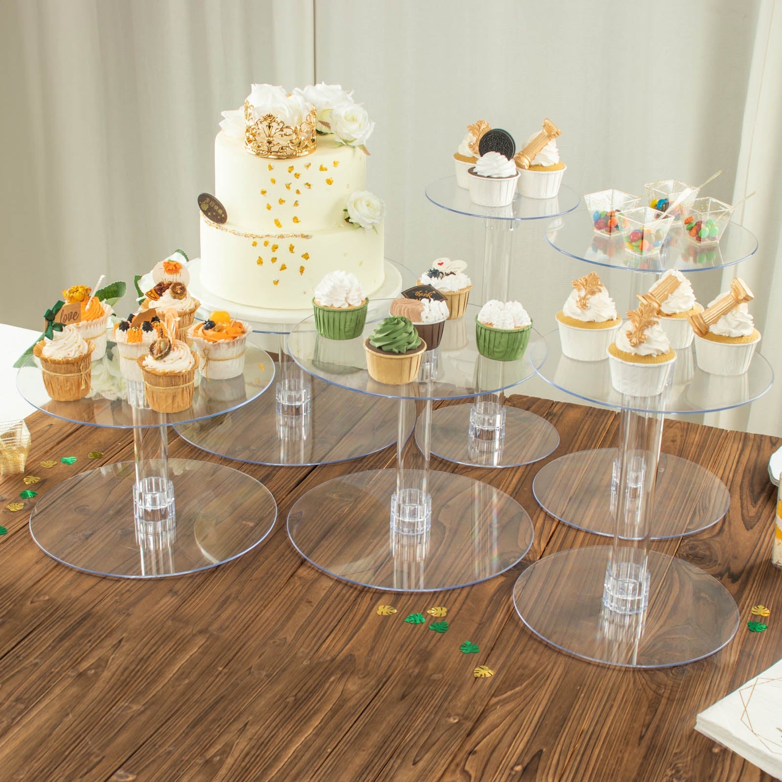 Clear Acrylic Cake Stand Set, Cupcake Holder Dessert Pedestals 6-Tier
