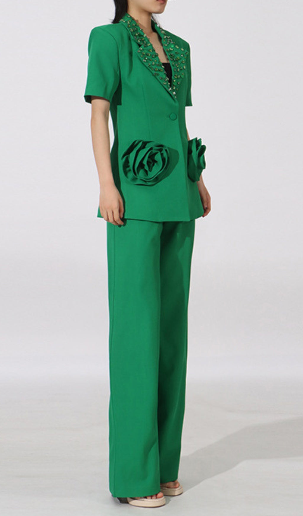 Enola Flower Diamond Blazer & Pants Set
