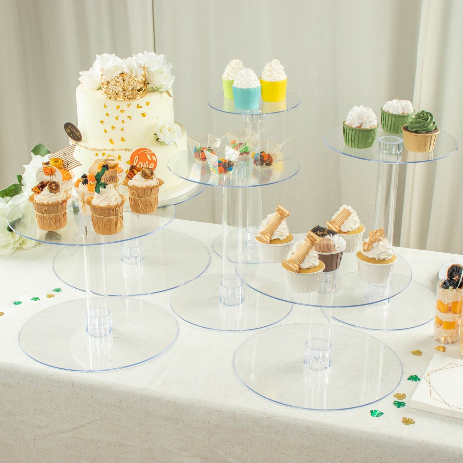 Clear Acrylic Cake Stand Set, Cupcake Holder Dessert Pedestals 6-Tier