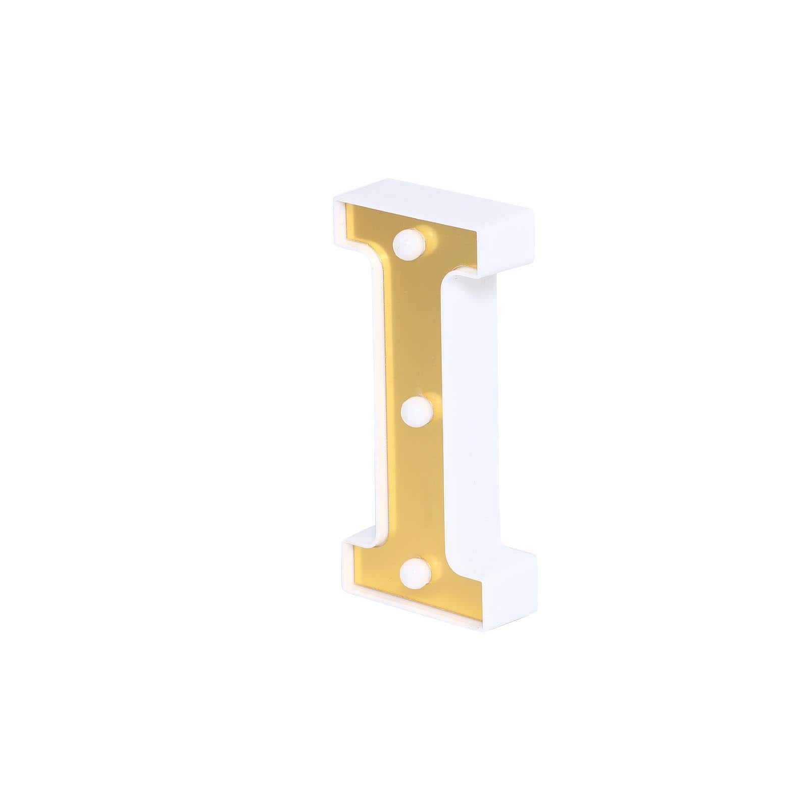 Gold 3D Marquee "I" Letters - Warm White 3 LED Light Up Letters 6"