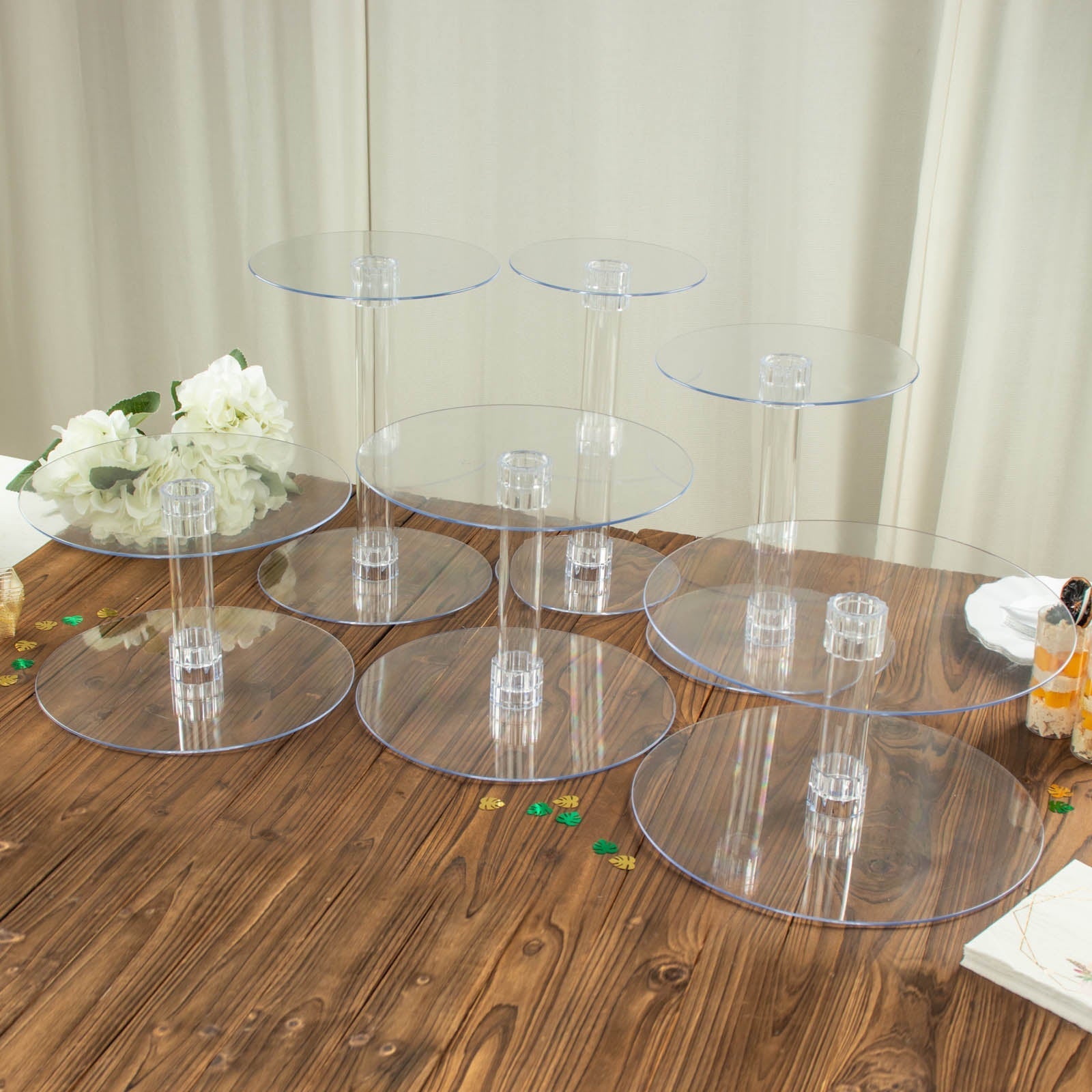 Clear Acrylic Cake Stand Set, Cupcake Holder Dessert Pedestals 6-Tier