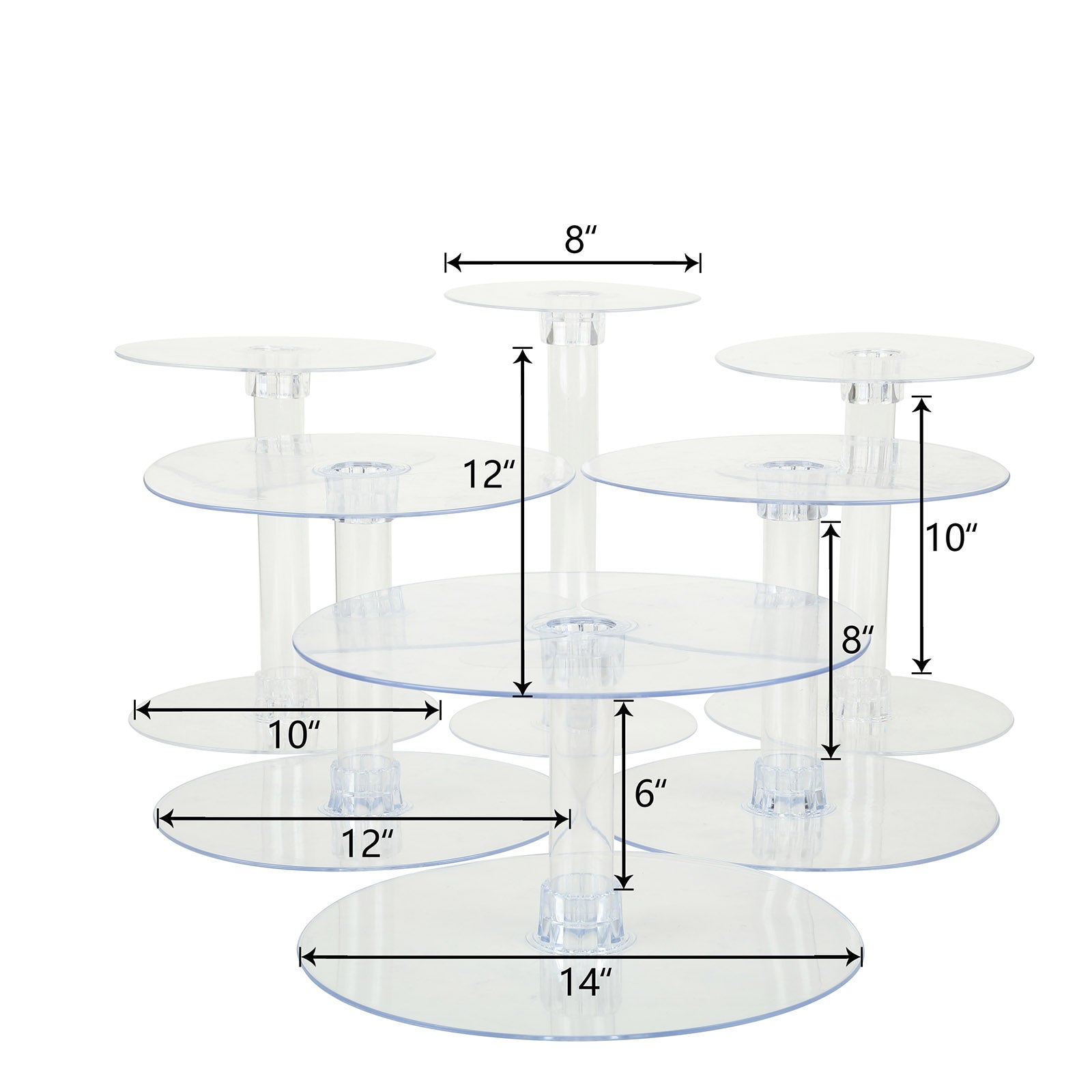 Clear Acrylic Cake Stand Set, Cupcake Holder Dessert Pedestals 6-Tier